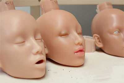 Heads of silicone dolls